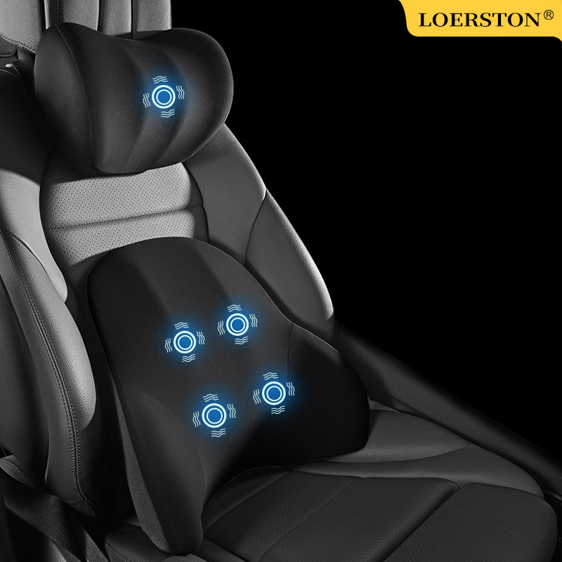 Memory Foam Car Neck Pillow Lumbar Support - PU Leather Car Lumbar Support Pad