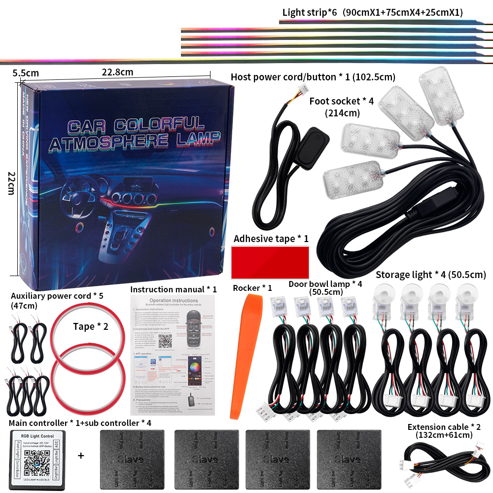 18 in 1 Dual Zone Symphony Str - Led Ambient Interior Car Lights App Control recension och pris