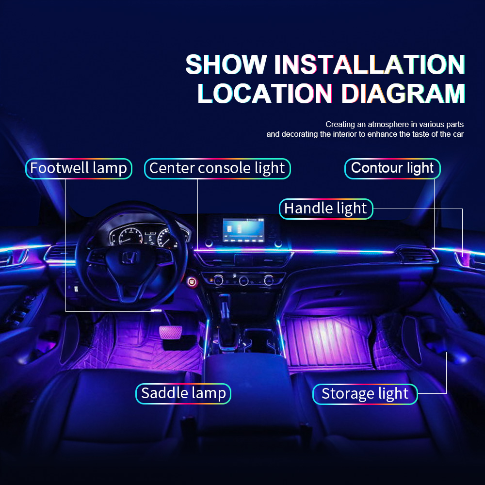 18 in 1 Dual Zone Symphony Str - Led Ambient Interior Car Lights App Control recension och pris